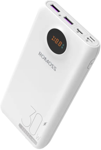 Мобильный аккумулятор Romoss SW20S Pro 20000mAh QC3.0 30W 5A 2xUSB-A/USB-C белый (6936857200987)