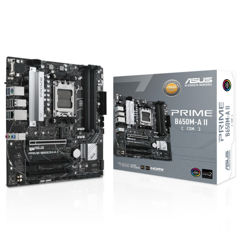 ASUS PRIME B650M-A II-CSM, Socket AM5, B650, 4*DDR5, HDMI+DP+VGA, 4xSATA3 + RAID, M2, Audio, Gb LAN, USB 3.2, USB 2.0, mATX; (90MB1EH0-M0EAYC)