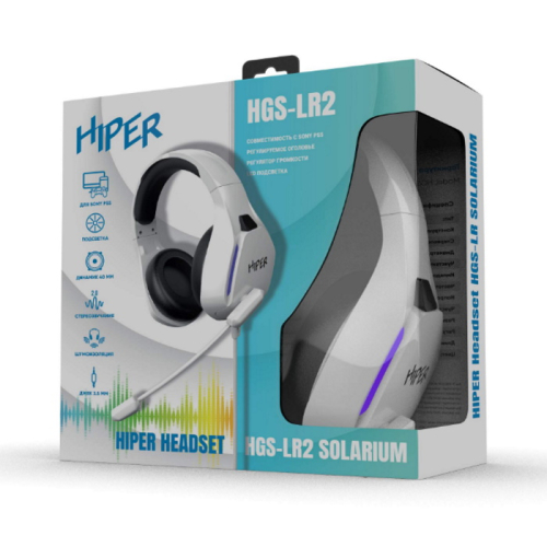 Гарнитура компьютерная игровая HIPER HGS-LR2 White, Wired, stereo 2.0, 50мм, mini-jack 3.5мм+USB, RGB, cable 2m фото 2