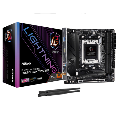 ASROCK A620I LIGHTNING WIFI, AM5, A620, 2*DDR5, HDMI, 2xSATA3 6.0, M.2 Socket, RAID, USB 3.2, USB 2.0, Type-C, mITX