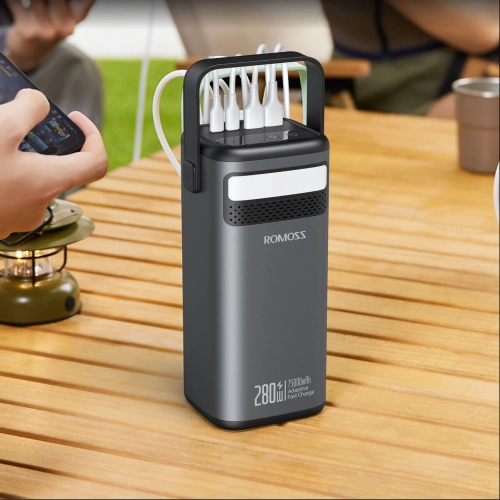 Мобильный аккумулятор Romoss PMT75 75000mAh QC3.0/PD3.0 280W 5A 2xUSB-A/2xUSB-C черный (6958377517642) фото 7