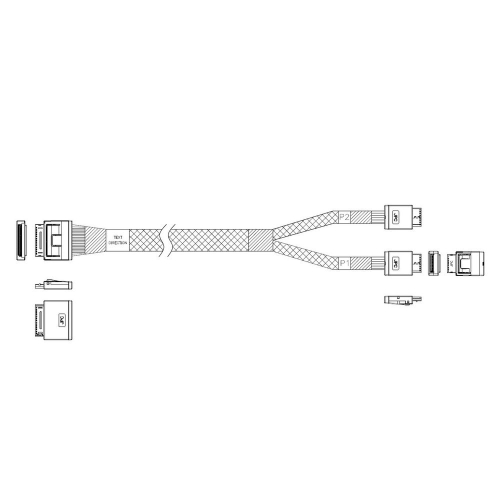 Кабель JPC P5251DR01000-1 Cable OCuLink x8 80P (прямой Straight Type) -TO- 2x OCuLink x4 42P (прямой Straight Type) , 85 Ohm, L:100cm