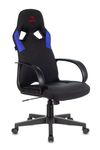 Кресло игровое Zombie RUNNER черный/синий ткань/эко.кожа крестов. пластик (ZOMBIE RUNNER BLUE)