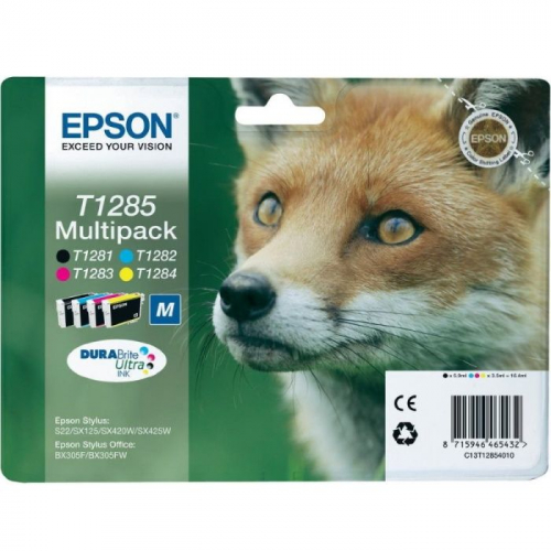 Картридж струйный Epson T1285 черный/голубой/пурпурный/желтый набор карт. для Epson St S22/SX125/SX420W/Of BX305F (C13T12854010)