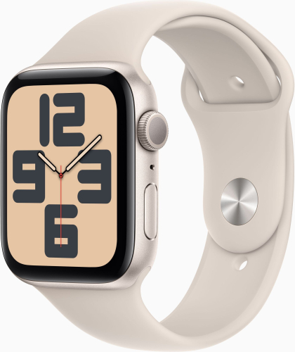 Смарт-часы Apple Watch SE 2023 A2723 44мм OLED корп.сияющая звезда Sport Band рем.сияющая звезда разм.брасл.:160-210мм (MRE53LL/A)