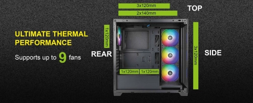 Корпус Azza Npetune черный без БП ATX 4x120mm 2xUSB2.0 1xUSB3.0 audio bott PSU (NEPTUNE CSAZ-491) фото 9