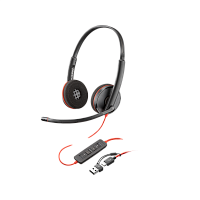 Гарнитура проводная/ Poly Blackwire 3220 Stereo USB-C Headset +USB-C/A Adapter (Bulk) (8X228A6)