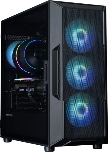 корпус ZALMAN I3 NEO ARGB V2 BLACK, ATX, BLACK, FRONT MESH, WINDOW, 2x3.5, 3x2.5, 1xUSB2.0, 2xUSB3.0, 1xUSB Type-C, FRONT 3x120mm ARGB, REAR 1x120mm ARGB фото 2