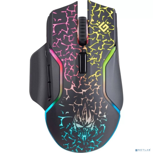 DEFENDER ONESHOT Беспроводная игровая мышь черная (USB, 2.4 ГГц, LED подсветка, 7 кн., 300 мАч,32400 dpi, GM-067) (52067)