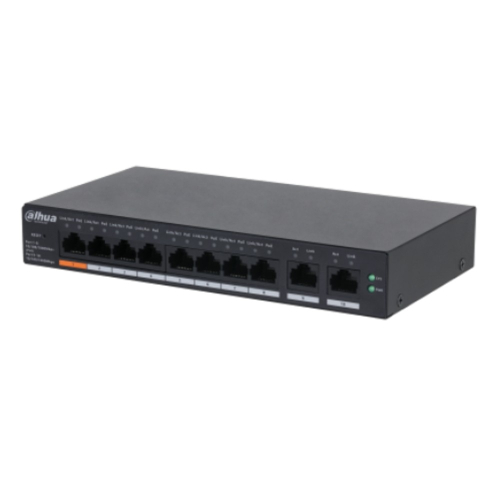 DAHUA DH-CS4010-8GT-60 8-портовый PoE коммутатор с функцией облачного управления L2, 8xRJ45 1Gb PoE, 2xRJ45 1Gb (uplink), суммарно 60Вт, коммутация 20 Гбит/ с, MAC-таблица 8K, металл