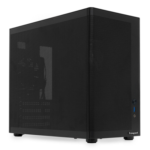 Корпус без блока питания/ HSPD M210, Mesh Mid Tower, Black, 0.7 SPCC, 1x90mm mATX, mITX 140/280/150mm 1x2.5