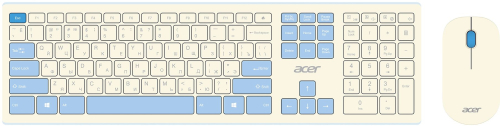 Клавиатура + мышь Acer OCC205 клав:белый мышь:белый/ голубой USB беспроводная slim (ZL.ACCEE.00C)