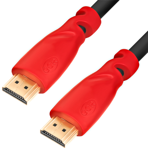 GCR Кабель HDMI 1.4, 1.0m, красные коннекторы, 30/ 30 AWG, позол контакты, FullHD, Ethernet 10.2 Гбит/ с, 3D, 4K, экран (HM300) (GCR-HM350-1.0M)