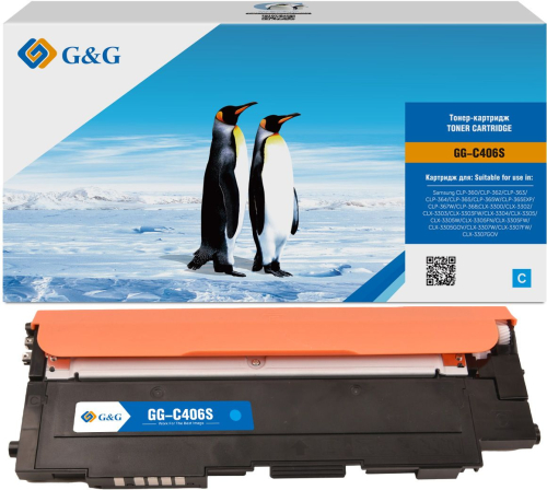 Картридж лазерный G&G GG-C406S голубой (1000стр.) для Samsung CLP-360/ 362/ 363/ 364/ 365/ 367/ 368 CLX-3300/ 3302/ 3303/ 3304/ 3305/ 3307
