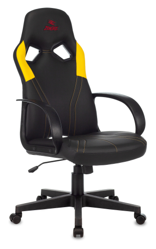Кресло игровое Zombie RUNNER черный/желтый эко.кожа крестов. пластик (ZOMBIE RUNNER YELLOW)