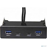 Exegate EX280448RUS Планка USB на переднюю панель Exegate U3H-619, 3,5", 2*USB3.0+2*TypeC, черная, подсоед-е к мат. плат