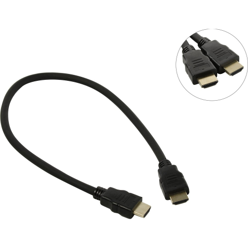 Exegate EX287728RUS Кабель HDMI ExeGate EX-CC-HDMI2-0.5 (19M/ 19M, 0,5м, v2.0, 4K UHD, Ethernet, позолоченные контакты)