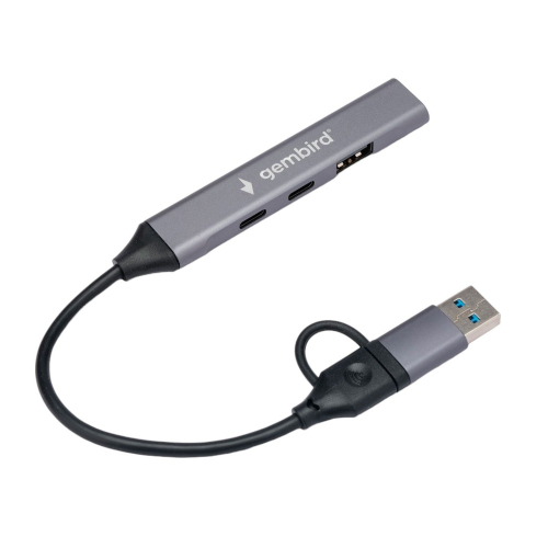 Разветвитель USB 3.0/ 2.0 Gembird, 4 порта: 2xType-C, 1xUSB 3.0, 1xUSB 2.0, кабель Type-C+USB (UHB-C444)