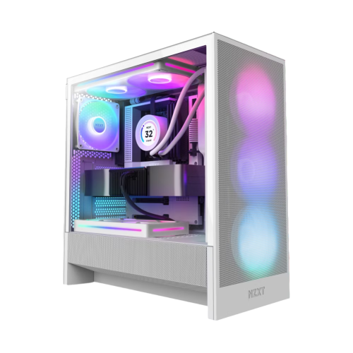 Корпус ПК без блока питания/ Case NZXT H5 Flow RGB, Midi-Tower, TG, 4x120mm RGB, 1xUSB-A 3.2 + 1xUSB-C 3.2, E-ATX, ATX, mATX, mITX White (CC-H52FW-R1)