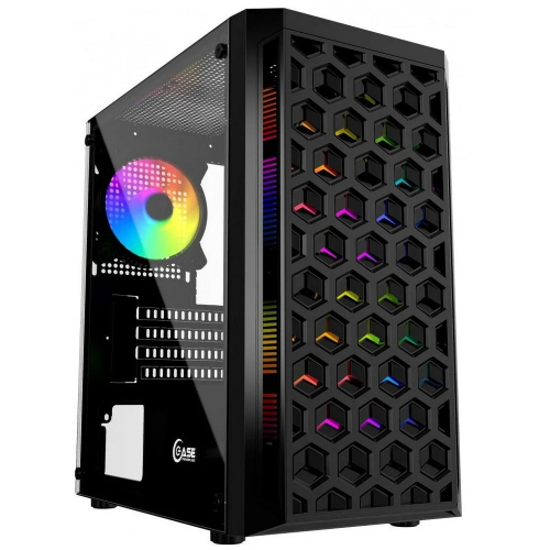 Powercase CMIMTB-L3 Корпус Mistral Micro T3B, Tempered Glass, Mesh, 2x 140mm + 1х 120mm 5-color fan, чёрный, mATX (CMIMTB-L3)