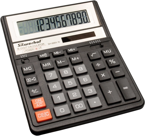 Калькулятор настольный Silwerhof SH-888X-16 черный 16-разр. (1986245) (1986245#MLN)