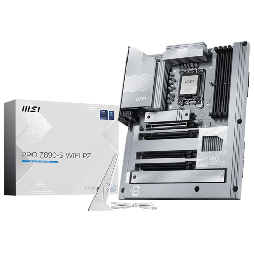 Материнская плата MSI PRO Z890-S WIFI PZ Z890, LGA1851, 4*DDR5, 4*PCIEx16, 3*M.2, 2*TypeC, 6*USB3.2Gen1, 4*USB2.0, 4*SATA3.0, 2.5G, Type-C(DP), DP, HDMI, ATX, RTL