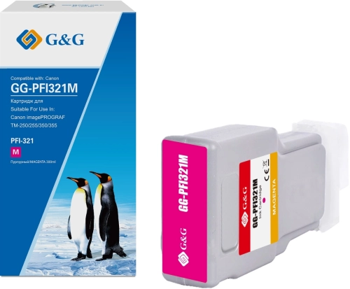 Картридж струйный G&G GG-PFI321M пурпурный (300мл) для Canon imagePROGRAF TM-250/ 255/ 350/ 355