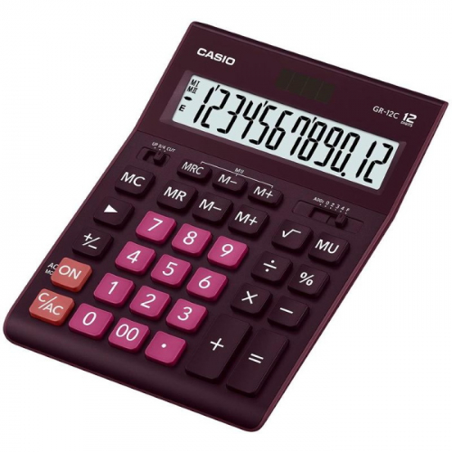 Калькулятор настольный Casio GR-12C-WR бордовый 12-разр. (GR-12C-WR-W-EP)
