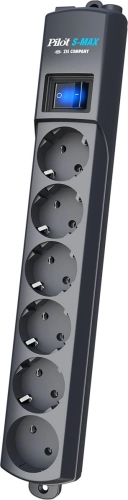 Сетевой фильтр Pilot S-MAX 5м (6 розеток) серый (коробка) (107) (107#MLN)