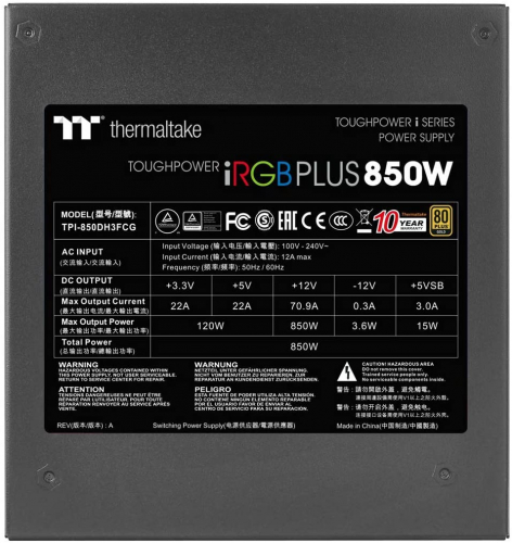 Блок питания Thermaltake Toughpower iRGB 850W (PS-TPI-0850F3FDGE-1) фото 3