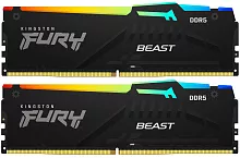 Модуль памяти DDR 5 DIMM 16Gb PC48000, 6000Mhz, Kingston FURY Beast Black RGB CL30 (Kit of 2) (KF560C30BBEAK2-16) (retail)