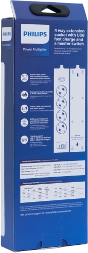 Сетевой фильтр Philips CHP4346WA/ 51 2м (4 розетки) белый (коробка) (CHP4346WA/51) фото 3