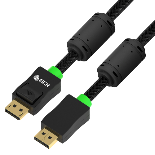 GCR Кабель PROF Premium 2.0m DisplayPort v1.4, нейлон, 8K 60Hz, 4K 165Hz, черный, ферритовые кольца, 3 Х экран с армированием, GCR-56279