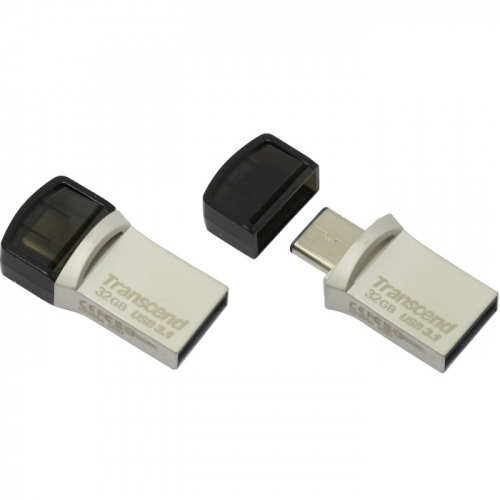 Флеш-накопитель Transcend 32GB JetFlash 890 USB 3.1 OTG Silver/ black (TS32GJF890S) фото 2