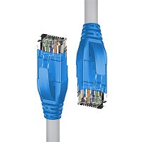 Патч-корд прямой 0.5m UTP кат.5e, серый, синие коннекторы, 24 AWG, литой, ethernet high speed 1 Гбит/ с, RJ45, T568B (4PH-R90025)