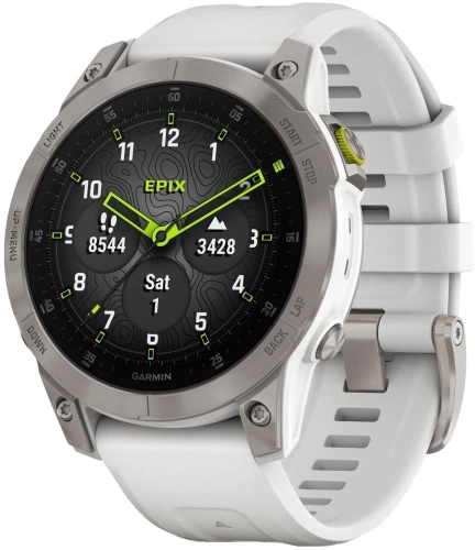 Смарт-часы Garmin Epix Gen 2 Sapphire 33.02мм 1.3 AMOLED корп.титан рем.белый (010-02582-21)