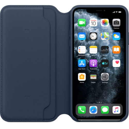 Чехол Apple для iPhone 11 Pro Leather Folio кожанный синяя волна (MY1L2ZM/A) фото 3