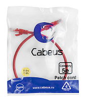 Cabeus PC-UTP-RJ45-Cat.5e-0.5m-RD Патч-корд U/ UTP, категория 5е, 2xRJ45/ 8p8c, неэкранированный, красный, PVC, 0.5м