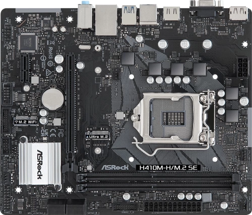 Материнская плата Asrock H410M-H/ M.2 SE Soc-1200 Intel H370 2xDDR4 mATX AC`97 8ch(7.1) GbLAN+VGA+HDMI+DP (H410M-H/M.2 SE)