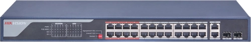 Коммутатор Hikvision DS-3E0326P-E(C) (L2) 24x1Гбит/ с 2xКомбо(1000BASE-T/ SFP) 2SFP 24PoE 370W неуправляемый