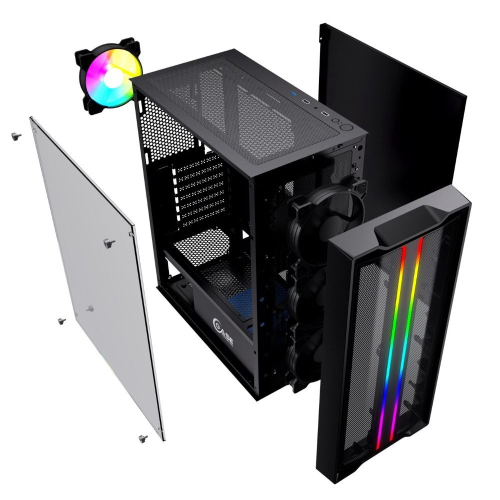 Powercase CMIEB-F4S Корпус Mistral Evo, Tempered Glass, 1x 120mm PWM ARGB fan + ARGB Strip + 3x 120mm PWM non LED fan, чёрный, ATX (CMIEB-F4S) фото 5