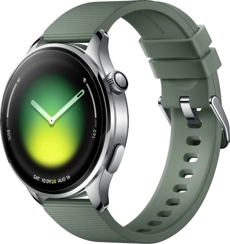 Смарт-часы Xiaomi Watch 5 47мм 1.54 AMOLED корп.серебристый рем.зеленый разм.брасл.:135-205мм (BHR07WPGL)