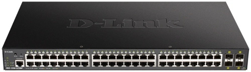 Коммутатор D-Link DGS-1250-52XMP/RU/A1A (L2+) 48x1Гбит/с 4SFP+ 48PoE 370W управляемый
