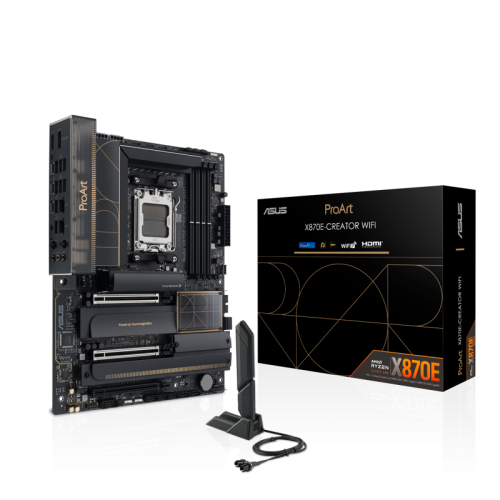 Материнская плата ASUS PROART X870E-CREATOR WIFI, AM5, X870, 4*DDR5, 4*SATA, 4*M.2, 7*USB 3.2, 1*USB 2.0, 2*USB4, Type-C, 3*PCIx16, HDMI, ATX; 90MB1IG0-M0EAY0
