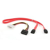 Комплект кабелей SATA Cablexpert CC-SATA-N, интерфейсный (48см) 7pin/ 7pin и питания (15см) 4pin/ 15pin, медь, пакет