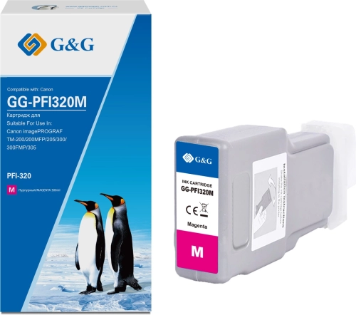 Картридж струйный G&G GG-PFI320M PFI-320M пурпурный (300мл) для Canon imagePROGRAF TM-200/ 200MFP/ 205/ 300/ 300MFP/ 305