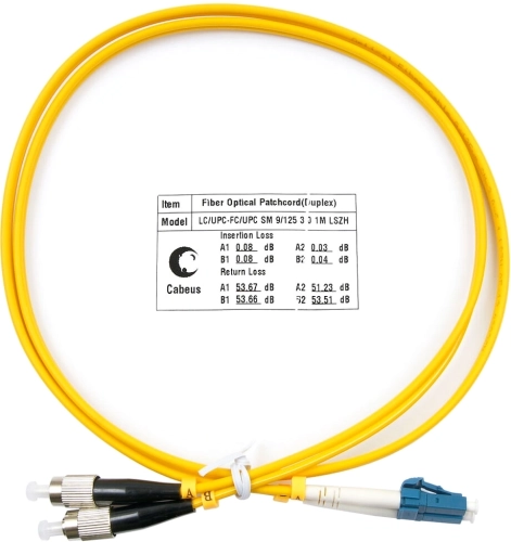 Патч-корд ВО Cabeus FOP(d)-9-LC-FC-1m Шнур оптический duplex LC-FC 9/125 sm 1м LSZH