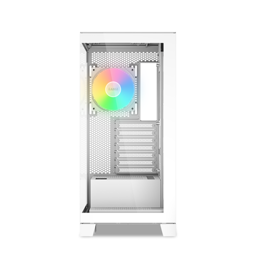 Корпус ПК без блока питания/ Case SAMA V50 White, Midi-Tower, TG, 4x120mm ARGB, 2xUSB 3.0 + 1xUSB 3.1 Type-C, ATX, mATX, mITX White (V50-WHADA4X1-GL)