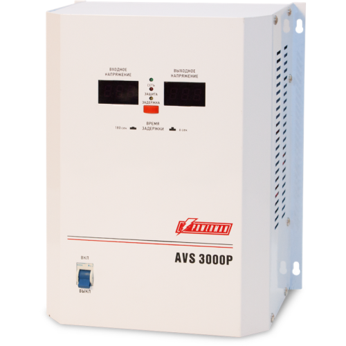 Стабилизатор POWERMAN AVS 3000P, ступенчатый регулятор, цифровые индикаторы уровней напряжения, 3000ВА, 110-260В, максимальный входной ток (POWERMAN AVS-3000P)