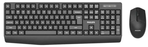 Philips Беспроводной Комплект SPT6337, 2.4 GHz 104 клав/ 3 кнопки, 1600dpi, русская заводская раскладка, чёрный (SPT6337B/60)